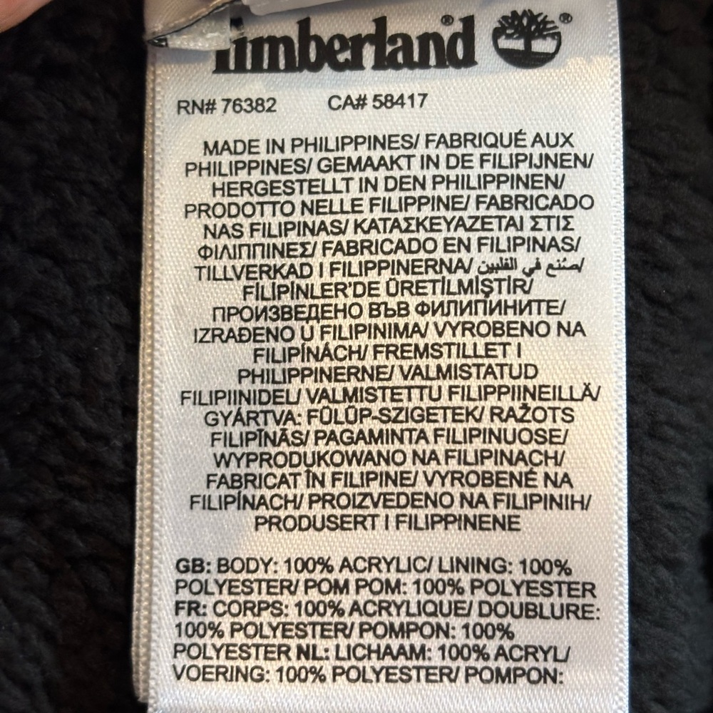 Timberland Black Knit Beanie with Pom-Pom 044 - Picture 5 of 5